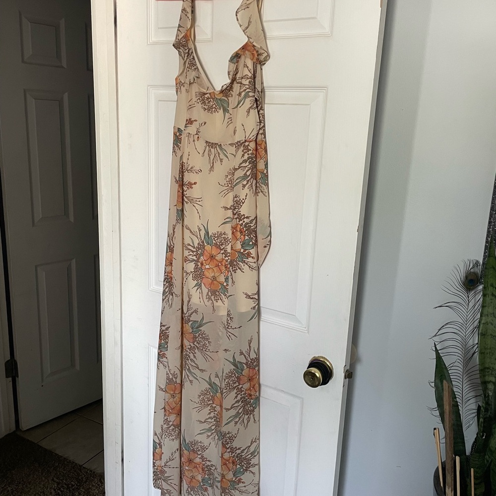 Boho Floral Maxi Dress – Sheer Layered Tan – Forever 21